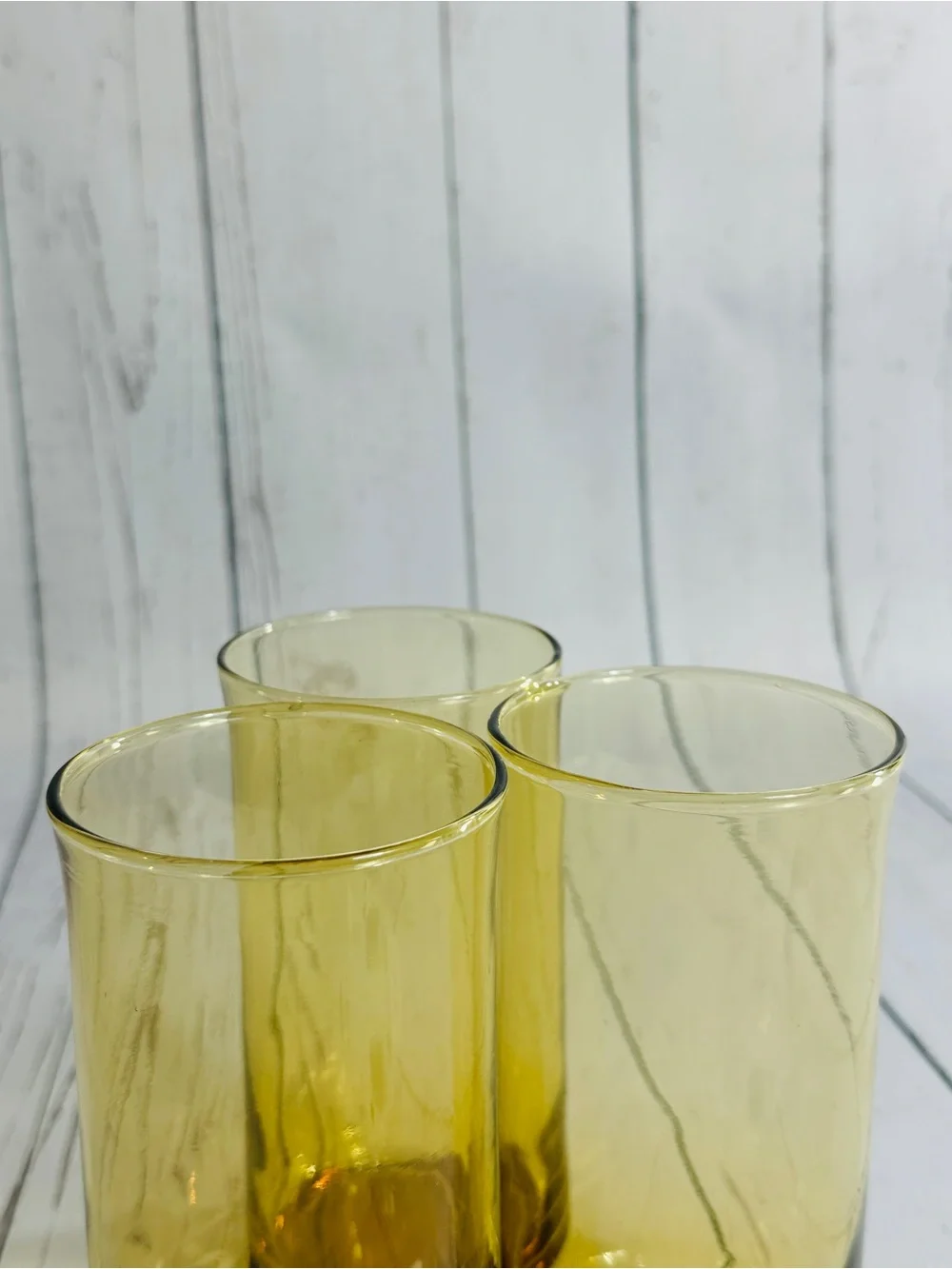 Set of 3 MCM Vintage-Libbey Glass Company amber honey gold  glass tumblers